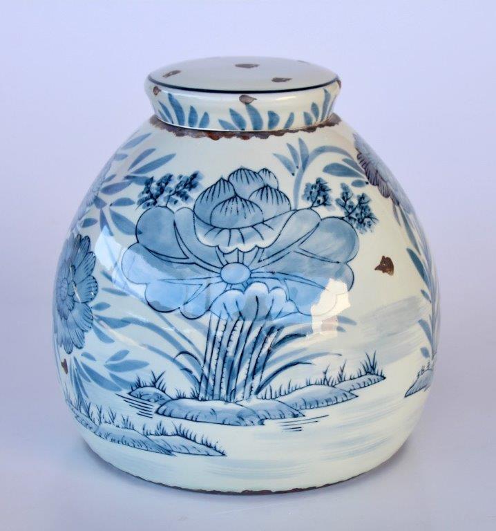 Fat Blue & White Jar With Lid